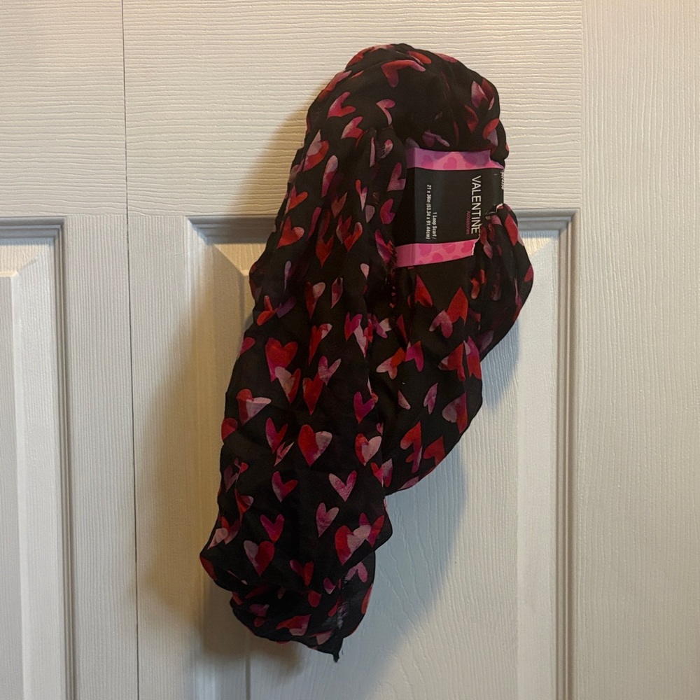 Valentine Black and Pink Heart Scarf
